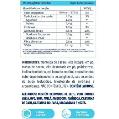 Chocolate GolDko Sabor Chocolate ao Leite Zero A&ccedil;&uacute;car 20g