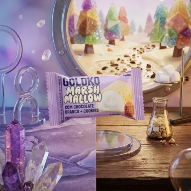 Bombom GoldKo Marshmallow com Chocolate Branco e Cookies Zero Adi&ccedil;&atilde;o de A&ccedil;&uacute;cares 11,5g