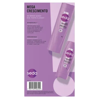 Shampoo 300ml e Condicionador 190ml Seda Mega Crescimento Dynoxidil e Ceramidas Crescimento Complex Pre&ccedil;o Especial