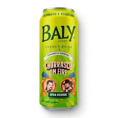 Energ&eacute;tico Baly Energy Drink Uva Verde Fernando e Sorocaba Churrasco On Fire 473ml