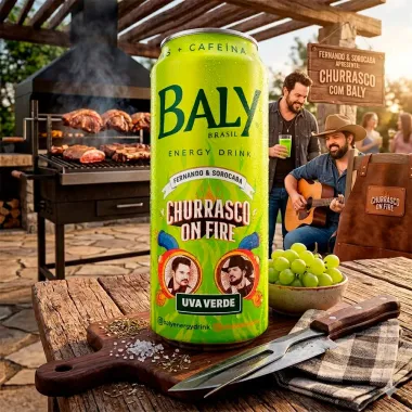 Energ&eacute;tico Baly Energy Drink Uva Verde Fernando e Sorocaba Churrasco On Fire 473ml