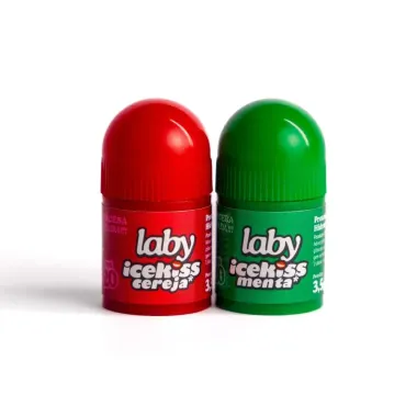 Protetor Labial Hidratante Laby IceKiss FPS 20 Sabores Cereja e Menta 2 Unidades de 3,5g cada