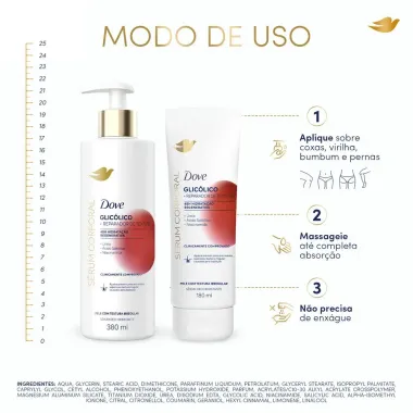 Dove S&eacute;rum Hidratante Corporal Glic&oacute;lico e Reparador de Textura Pele com Textura Irregular 380ml