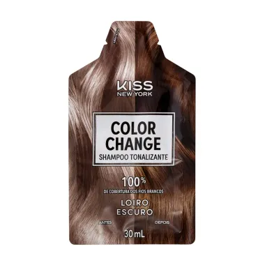 Shampoo Tonalizante Kiss New York Color Change Cor Loiro Escuro com 3 Unidades