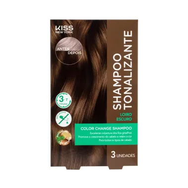 Shampoo Tonalizante Kiss New York Color Change Cor Loiro Escuro com 3 Unidades