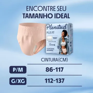 Roupa &Iacute;ntima Plenitud Plus Fit Tamanho G/XG 32 Unidades Descart&aacute;veis
