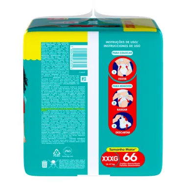 Fralda Pampers Pants Ajuste Total Tamanho XXXG 66 Unidades Descart&aacute;veis Pacote Econ&ocirc;mico