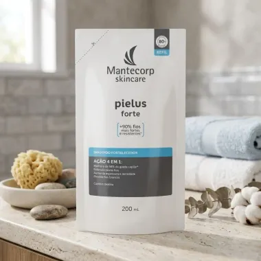 Shampoo Fortalecedor Mantecorp Skincare Pielus Forte A&ccedil;&atilde;o 4 em 1 Refil 200ml