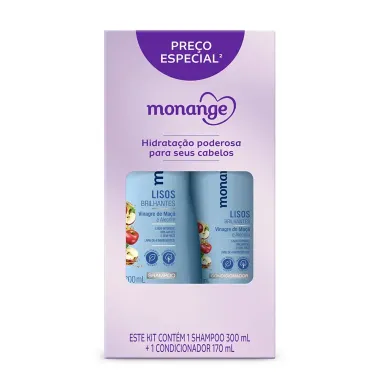 Shampoo 300ml e Condicionador 170ml Monange Lisos Brilhantes