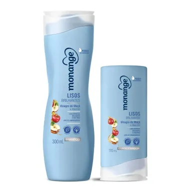 Shampoo 300ml e Condicionador 170ml Monange Lisos Brilhantes