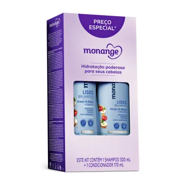 Shampoo 300ml e Condicionador 170ml Monange Lisos Brilhantes