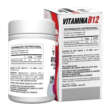 Vitamina B12 9,94mcg Metilcobalamina Health Labs Sabor Frutas Vermelhas com 60 Comprimidos Mastig&aacute;veis