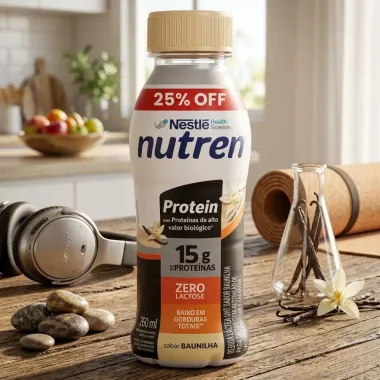 Nutren Protein Suplemento Alimentar com 15g de Prote&iacute;na Sabor Baunilha Zero Lactose 260ml 25% Off