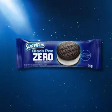 Biscoito Recheado SuaviPan Black Pan Zero Adi&ccedil;&atilde;o de a&ccedil;&uacute;car 36g