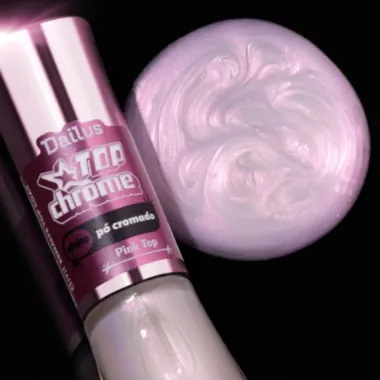Esmalte Dailus Top Chrome Efeito P&oacute; Cromado Pink Top com 8ml