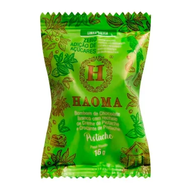 Bombom de Chocolate Branco Haoma Sabor Pistache Linha Stevia Zero 16g