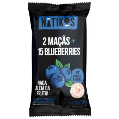 Barra de Fruta Natikos 2 Ma&ccedil;as e 15 Blueberries Sem Adi&ccedil;&atilde;o de A&ccedil;ucares 30g