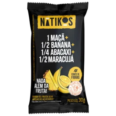 Barra de Fruta Natikos 1 Ma&ccedil;a e 1/2 Banana e 1/4 Abacaxi e 1/2 Maracuj&aacute; Sem Adi&ccedil;&atilde;o de A&ccedil;ucares 30g