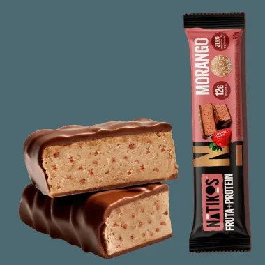 Barra de Fruta e Protein Natikos Sabor Morango Zero Adi&ccedil;&atilde;o de A&ccedil;ucares 50g