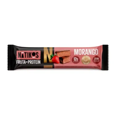 Barra de Fruta e Protein Natikos Sabor Morango Zero Adi&ccedil;&atilde;o de A&ccedil;ucares 50g