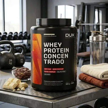Whey Protein Concentrado Dux Sabor Chocolate Branco 900g