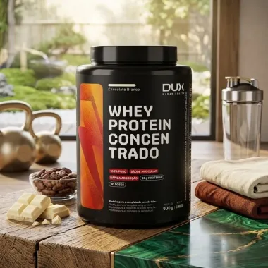 Whey Protein Concentrado Dux Sabor Chocolate Branco 900g