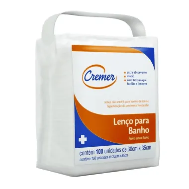 Lenço para Banho Cremer 100 Unidades