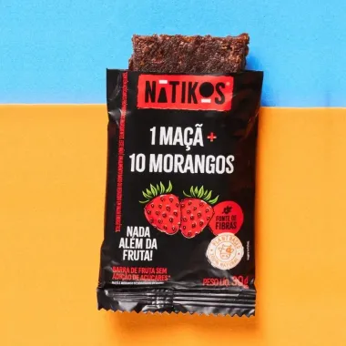 Barra de Fruta Natikos 1 Ma&ccedil;a e 10 Morangos Sem Adi&ccedil;&atilde;o de A&ccedil;ucares 30g