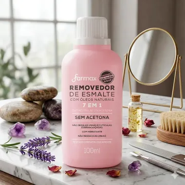 Removedor de Esmalte Farmax com &Oacute;leos Naturais 7 em 1 Sem Acetona 100ml