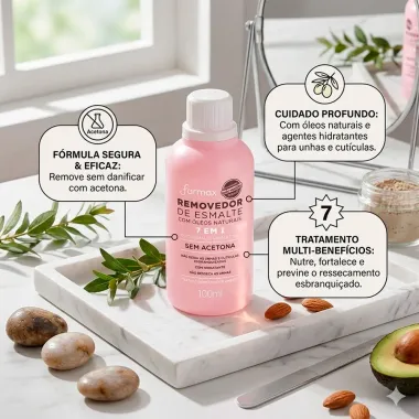 Removedor de Esmalte Farmax com &Oacute;leos Naturais 7 em 1 Sem Acetona 100ml