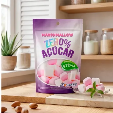 Marshmallow Florestal Zero A&ccedil;&uacute;car Ado&ccedil;ado com St&eacute;via 70g