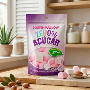 Marshmallow Florestal Zero A&ccedil;&uacute;car Ado&ccedil;ado com St&eacute;via 70g