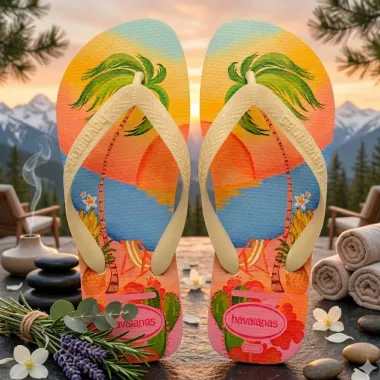 Sand&aacute;lia Havaianas Top Ocean Mood Buttercream Tamanho 37/38 1 Par