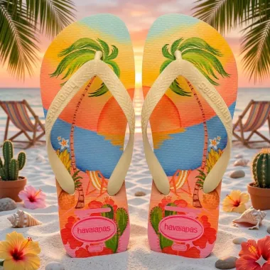 Sand&aacute;lia Havaianas Top Ocean Mood Buttercream Tamanho 39/40 1 Par