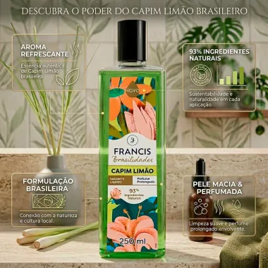 Sabonete L&iacute;quido Francis Brasilidades Capim Lim&atilde;o 250ml