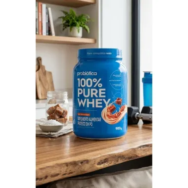 100% Pure Whey Probi&oacute;tica Sabor Caramelo Salgado 900g