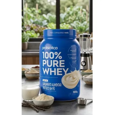 100% Pure Whey Probi&oacute;tica Sabor Leite 900g