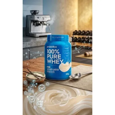 100% Pure Whey Probi&oacute;tica Sabor Leite 900g