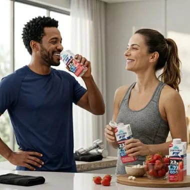 Bebida L&aacute;ctea UHT Parmalat Fit Flexforce 23g de Prote&iacute;nas Sabor Shake Morango 250ml