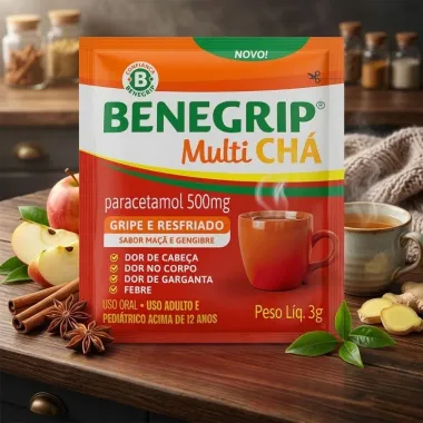 Benegrip Multi Ch&aacute; Sabor Ma&ccedil;a e Gengibre com 1 Envelope de 3g