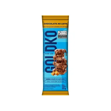 Chocolate GoldKo ao Leite com Peda&ccedil;os de Caramelo e Flor de Sal Zero A&ccedil;&uacute;car 20g