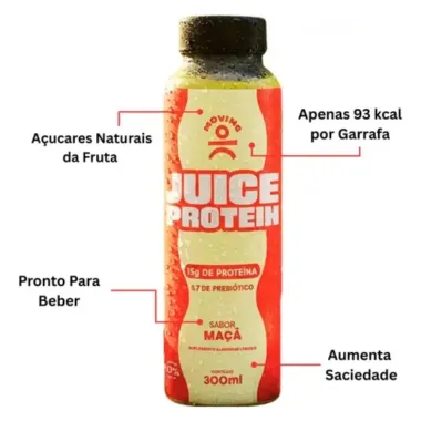 Juice Protein Moving 15g de Prote&iacute;na Sabor Ma&ccedil;a 300ml