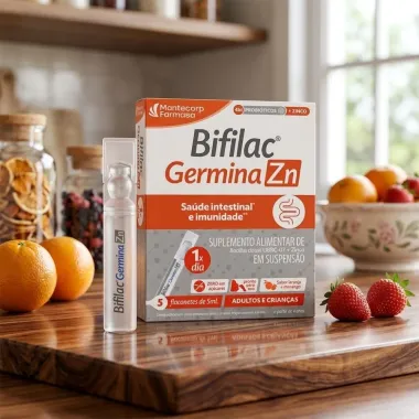 Bifilac Germina Zn Adulto e Crian&ccedil;as Sabor Laranja e Morango com 5 Flaconetes de 5ml cada