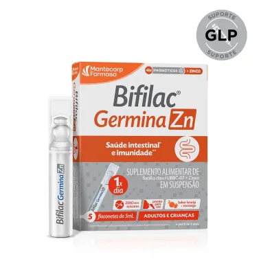 Bifilac Germina Zn Adulto e Crian&ccedil;as Sabor Laranja e Morango com 5 Flaconetes de 5ml cada