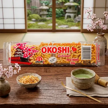 Flocos de Arroz Caramelizado Okoshi Tradicional 100g