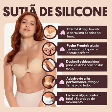 Suti&atilde; de Silicone Invis&iacute;vel Toda Up Invisible Up Cor Creme Tamanho M 42/44