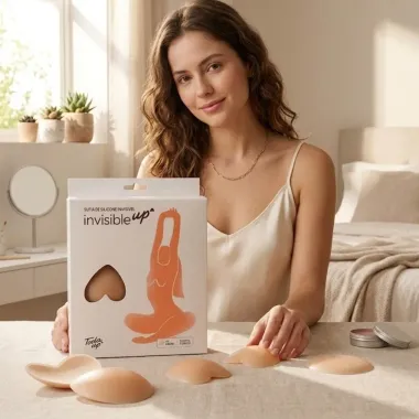 Suti&atilde; de Silicone Invis&iacute;vel Toda Up Invisible Up Cor Creme Tamanho P 38/42