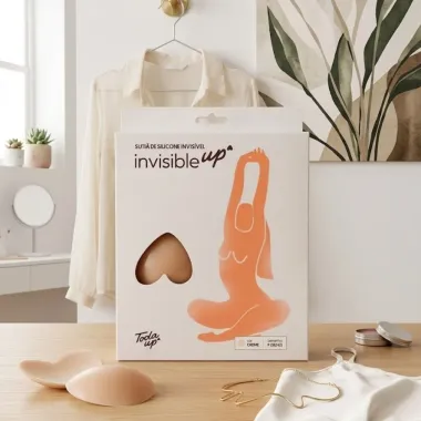 Suti&atilde; de Silicone Invis&iacute;vel Toda Up Invisible Up Cor Creme Tamanho P 38/42