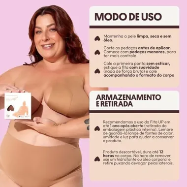 Fita Adesiva para Seios Toda Up Fita Up Cor Bege Tamanho P