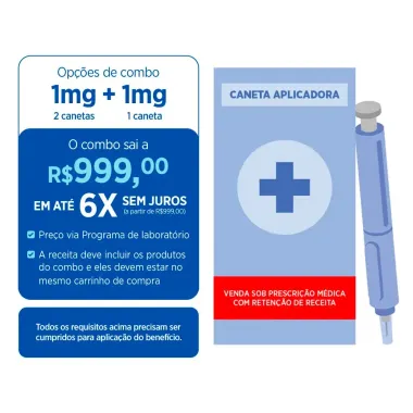 Ozivy 1mg Solu&ccedil;&atilde;o Injet&aacute;vel com Sistema de Aplica&ccedil;&atilde;o 2 Canetas Preenchidas com 3ml cada + 8 Agulhas Descart&aacute;veis